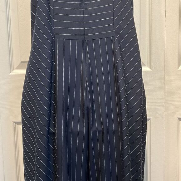 Banana Republic Navy with White Pinstripes Wide Leg Ankle Length Jumpsuit Sz 8P - Picture 11 of 14